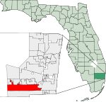 Map of Florida highlighting Pembroke Pines